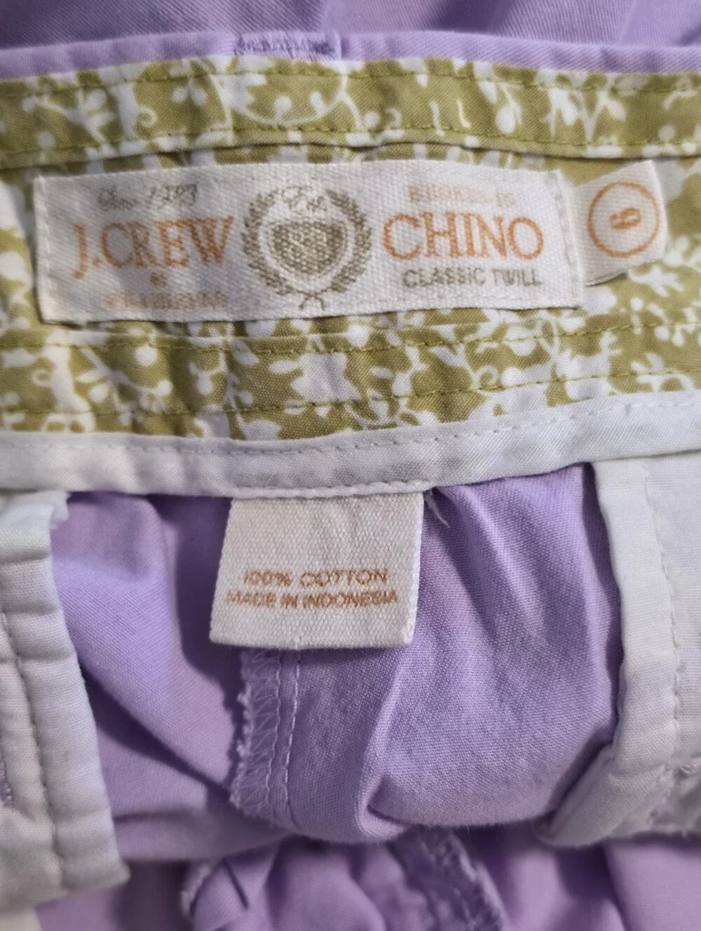 J.Crew Broken In Chino Lavender Cotton Shorts Women Size 6 Coastal Prep Summer - Picture 4 of 4